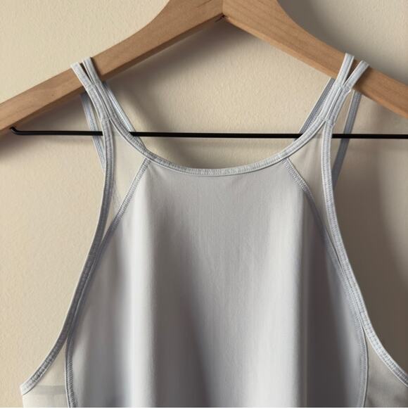 Lululemon Run Off-Route Tank top Fitted Sleeveless Blue sheer panel double strap - Picture 3 of 8
